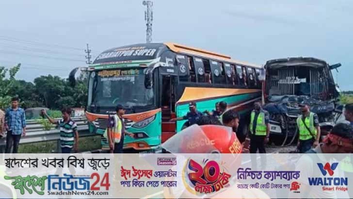 বঙ্গবন্ধু এক্সপ্রেসওয়েতে একে একে ৩ বাসের ধাক্কা, নিহত ২ 6 bonggobondu expreshoyatay akay akay 3 bus ere dakkai nehoto2