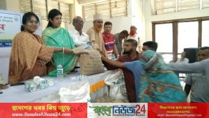 নড়াইলের লোহাগড়ায় বিনামুল্যে উফশী আউশ ধানের  বীজ ও সার বিতরণ